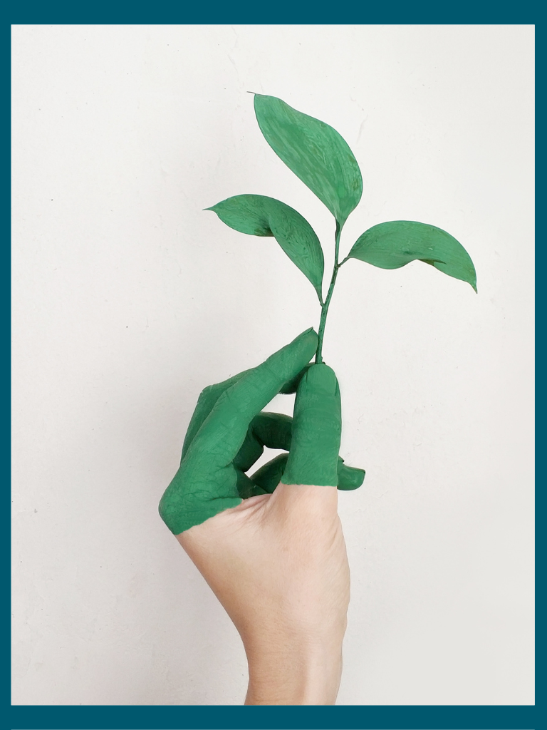 Nachhaltigkeit - Grüne Hand mit grünem Blatt